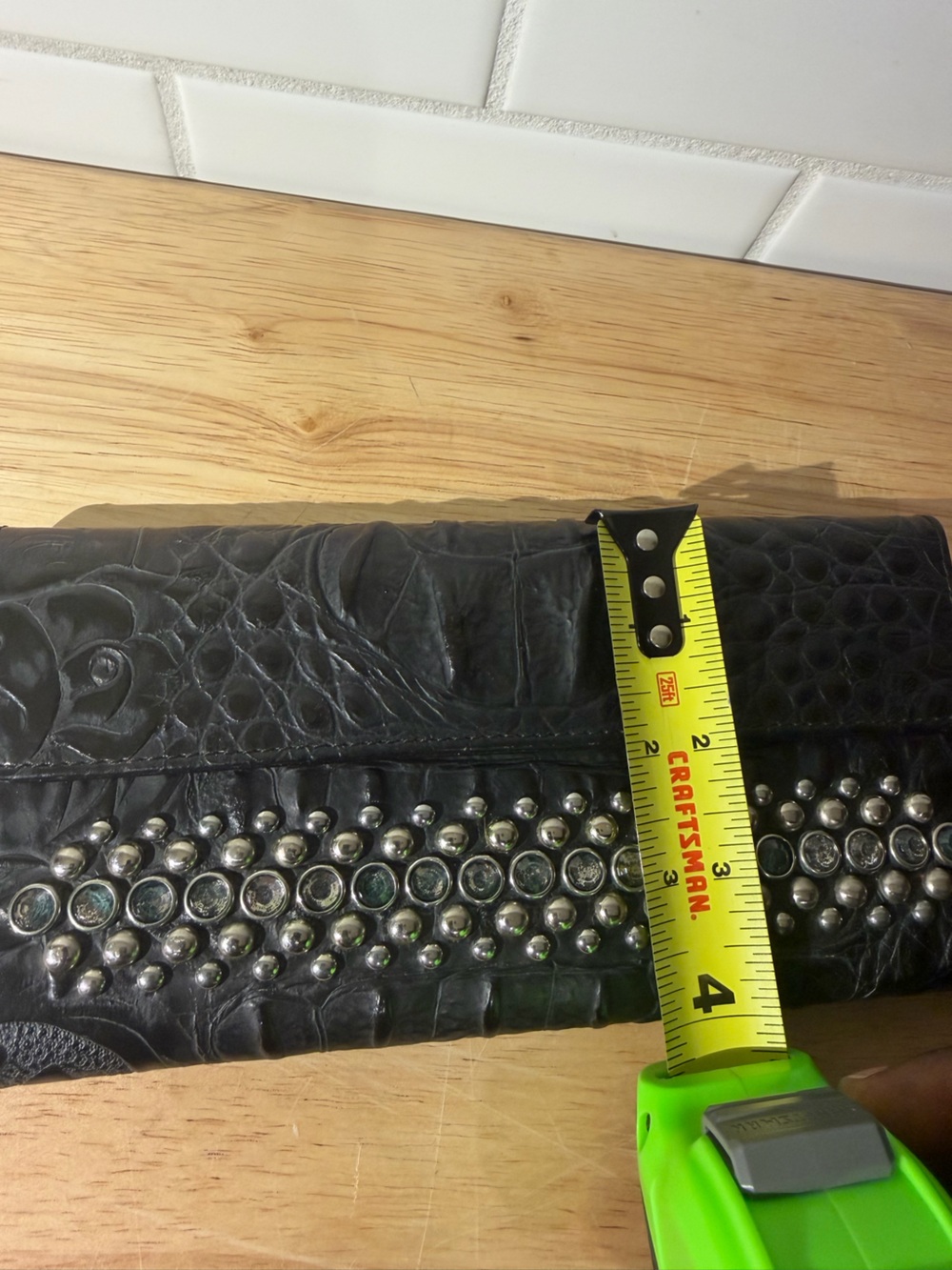 Raviani black leather wallet. Croco w/ crystals - Picture 8 of 9